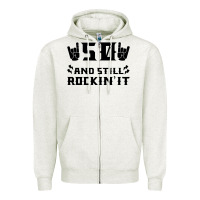 Oatmeal Heather 50 Birthday Rock Zipper Hoodie - Bettercallsaul