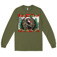 Army Green Merry Christmas skeleton Long Sleeve Tee - NancyCooperArtShop