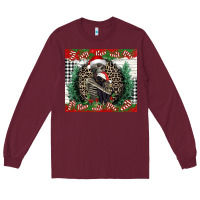Burgundy Merry Christmas skeleton Long Sleeve Tee - NancyCooperArtShop