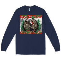 Navy Merry Christmas skeleton Long Sleeve Tee - NancyCooperArtShop