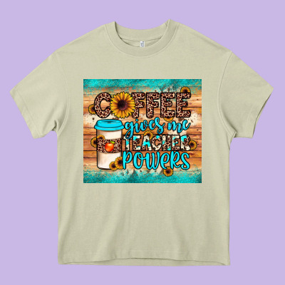 Coffee Gives Me Teacher Powers Heavy Core Tee Designed By Jahusdesignshop