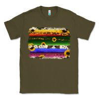 Army Green serape sunflowers leopard cowhide background Classic Tee - RanaPortraitStore