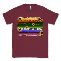 Burgundy serape sunflowers leopard cowhide background Classic Tee - RanaPortraitStore