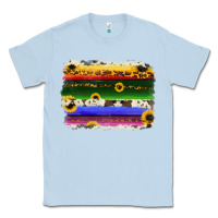 Dusty Blue serape sunflowers leopard cowhide background Classic Tee - RanaPortraitStore