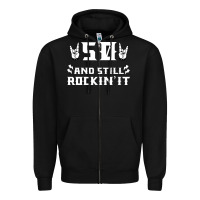 Black 50 birthday rock whitw Zipper Hoodie - Bettercallsaul
