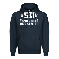 Navy 50 birthday rock whitw Zipper Hoodie - Bettercallsaul