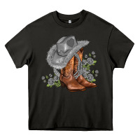 Asphalt gray cowgirl and roses Heavy Core Tee - AdoDesignShop