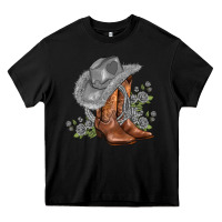 Black gray cowgirl and roses Heavy Core Tee - AdoDesignShop