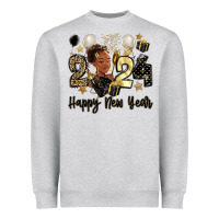 Heather Grey 2024 happy new year black woman Heavyweight Sweatshirt - MaliasSmallBusiness