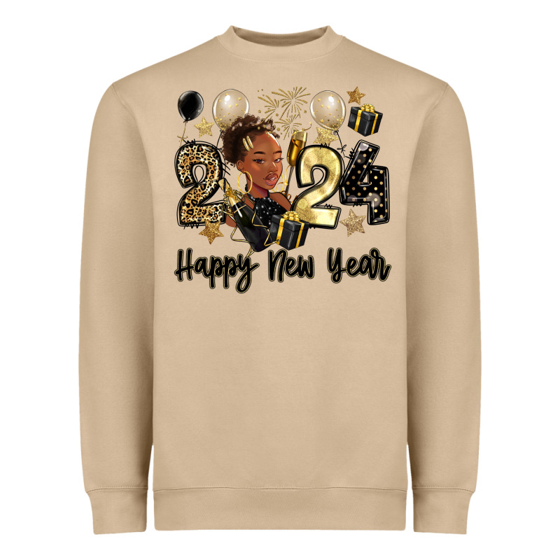 2024 Happy New Year Black Woman Heavyweight Sweatshirt by MaliasSmallBusiness | Teevron