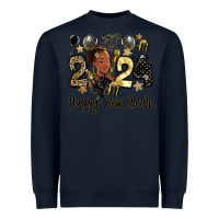 Navy 2024 happy new year black woman Heavyweight Sweatshirt - MaliasSmallBusiness