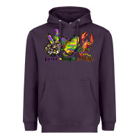 Plum peace love crawfish mardi gras Heavyweight Hoodie - CowGirlArtShop