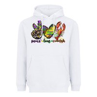 White peace love crawfish mardi gras Heavyweight Hoodie - CowGirlArtShop