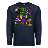 Navy this witch can be bribed with chocolate Premium Sweatshirt - CowGirlArtShop