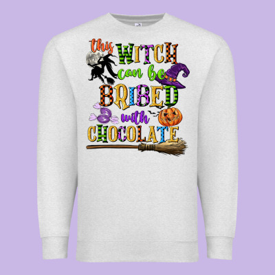 This Witch Can Be Bribed With Chocolate Premium Sweatshirt Designed By Cowgirlartshop