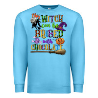 Ocean Blue this witch can be bribed with chocolate Premium Sweatshirt - CowGirlArtShop