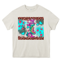 Cream auntie leopard turquoise Heavy Core Tee - JahusDesignShop