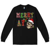 Black Merry af skeleton messy bun Long Sleeve Tee - NancyCooperArtShop