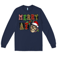 Navy Merry af skeleton messy bun Long Sleeve Tee - NancyCooperArtShop