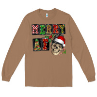 Toasted Coconut Merry af skeleton messy bun Long Sleeve Tee - NancyCooperArtShop