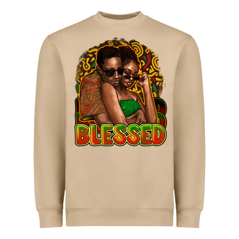 Black Couple Blessed Heavyweight Sweatshirt by NancyCooperArtShop | Teevron