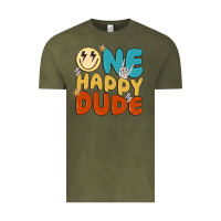 Vintage Olive one happy dude Vintage Tee - MaliasSmallBusiness