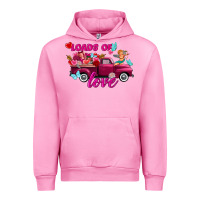 Fuchsia Pink Loads of love valentine's day truck Urban Hoodie - FaDigitalArtStudio