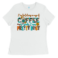 White i am holding a cup of coffee so yeah iam pretty bu Ladies Tee - AdoDesignShop