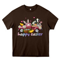 Chocolate Brown happy easter trucks Heavy Core Tee - AdoDesignShop