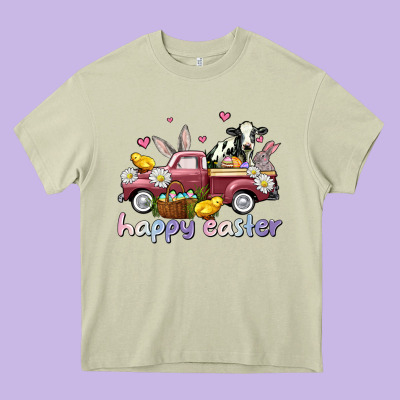 Happy Easter Trucks Heavy Core Tee Designed By Adodesignshop
