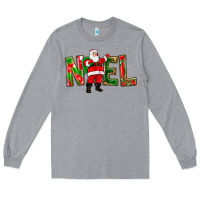 Heather Grey Noel Santa Long Sleeve Tee - NancyCooperArtShop