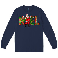 Navy Noel Santa Long Sleeve Tee - NancyCooperArtShop
