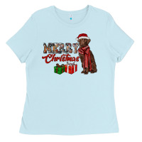 Baby Blue merry christmas labrador retriever Ladies Tee - RanaPortraitStore