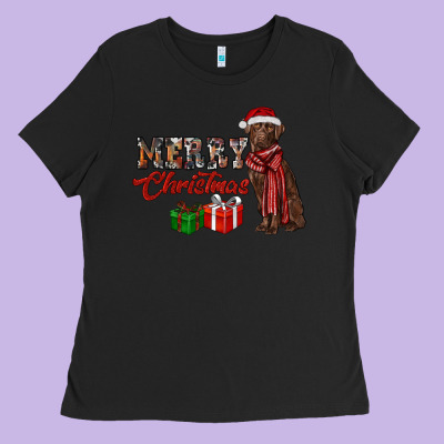 Merry Christmas Labrador Retriever Ladies Tee Designed By Ranaportraitstore