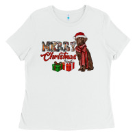 White merry christmas labrador retriever Ladies Tee - RanaPortraitStore