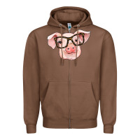 Chestnut pig with glasses Zipper Hoodie - RanaPortraitStore
