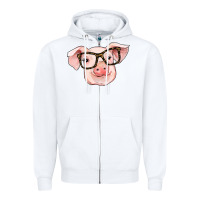 White pig with glasses Zipper Hoodie - RanaPortraitStore