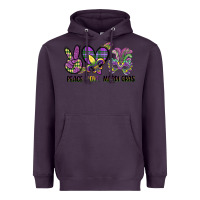 Plum peace love mardi gras Heavyweight Hoodie - CowGirlArtShop