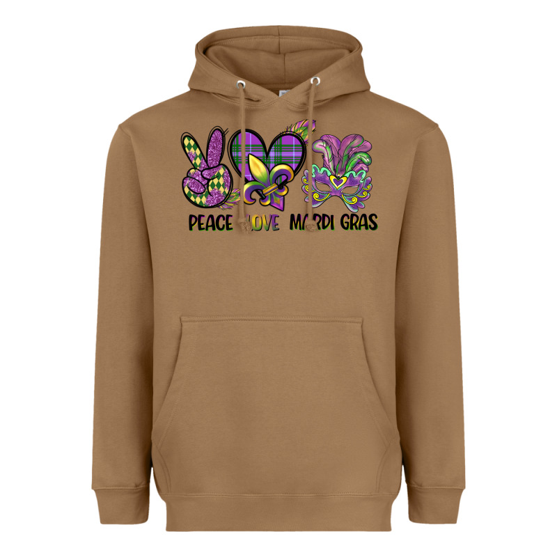 Peace Love Mardi Gras Heavyweight Hoodie by CowGirlArtShop | Teevron