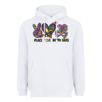 White peace love mardi gras Heavyweight Hoodie - CowGirlArtShop