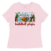 Bubblegum Pink santa s favorite basketball player Ladies Tee - JahusDesignShop