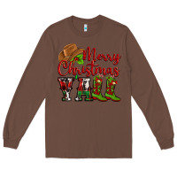 Chestnut Merry Christmas Y'all Cowboy Long Sleeve Tee - MaliasSmallBusiness
