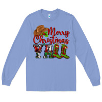 Colony Blue Merry Christmas Y'all Cowboy Long Sleeve Tee - MaliasSmallBusiness