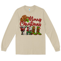 Mushroom Merry Christmas Y'all Cowboy Long Sleeve Tee - MaliasSmallBusiness