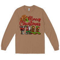 Toasted Coconut Merry Christmas Y'all Cowboy Long Sleeve Tee - MaliasSmallBusiness