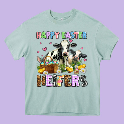 Happy Easter Heifer's Heavy Core Tee Designed By Adodesignshop