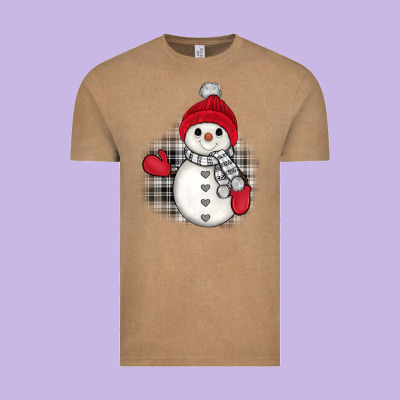 Grey Christmas Snowman Vintage Tee Designed By Jahusdesignshop