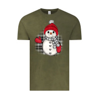 Vintage Olive grey christmas snowman Vintage Tee - JahusDesignShop