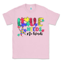 Bubblegum Pink love needs no words autism Classic Tee - MaliasSmallBusiness
