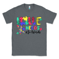 Charcoal Heather love needs no words autism Classic Tee - MaliasSmallBusiness